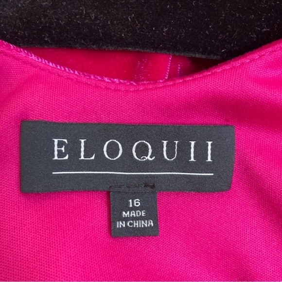 Eloquii Hot Pink Velvet Cowl Back Maxi with Black Tie Belt - Picture 11 of 16